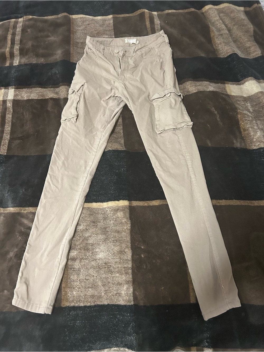 Forever 21 Beige Asymmetrical Cargo Pants